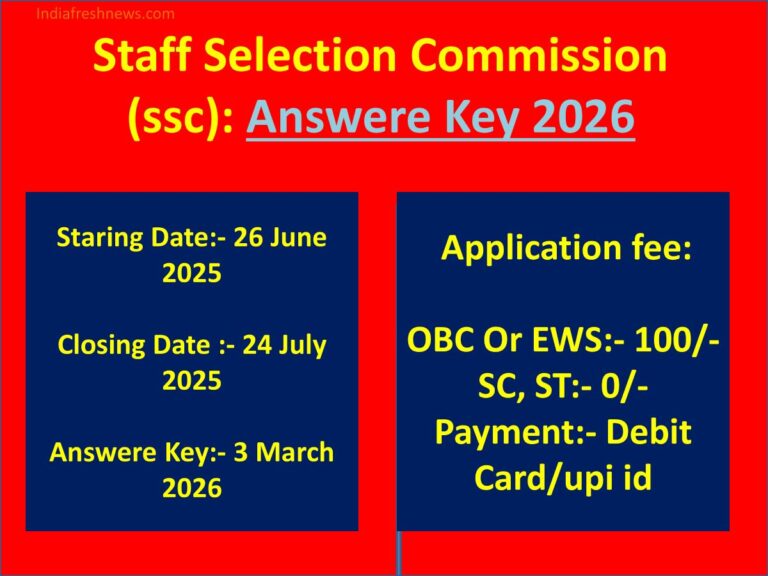 Staff Selection Commission Answere Key 2026